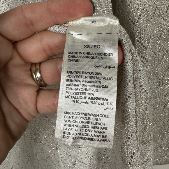 2/$30 White House Black Market Metallic Knit Open Cardigan Duster XS #A0672 - Picture 7 of 8